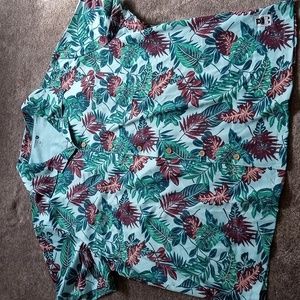 Meekos by King Size tropical leaf button down